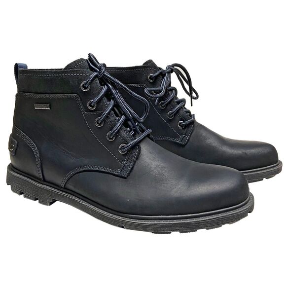 Rockport Black Leather Rugged Bucks II Lace-up Chukka Boots Size 8.5 Waterproof - Picture 1 of 10